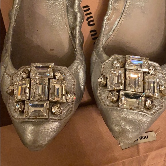 Miu miu silver shoes women’s 7 Swarovski crystal - Picture 2 of 6